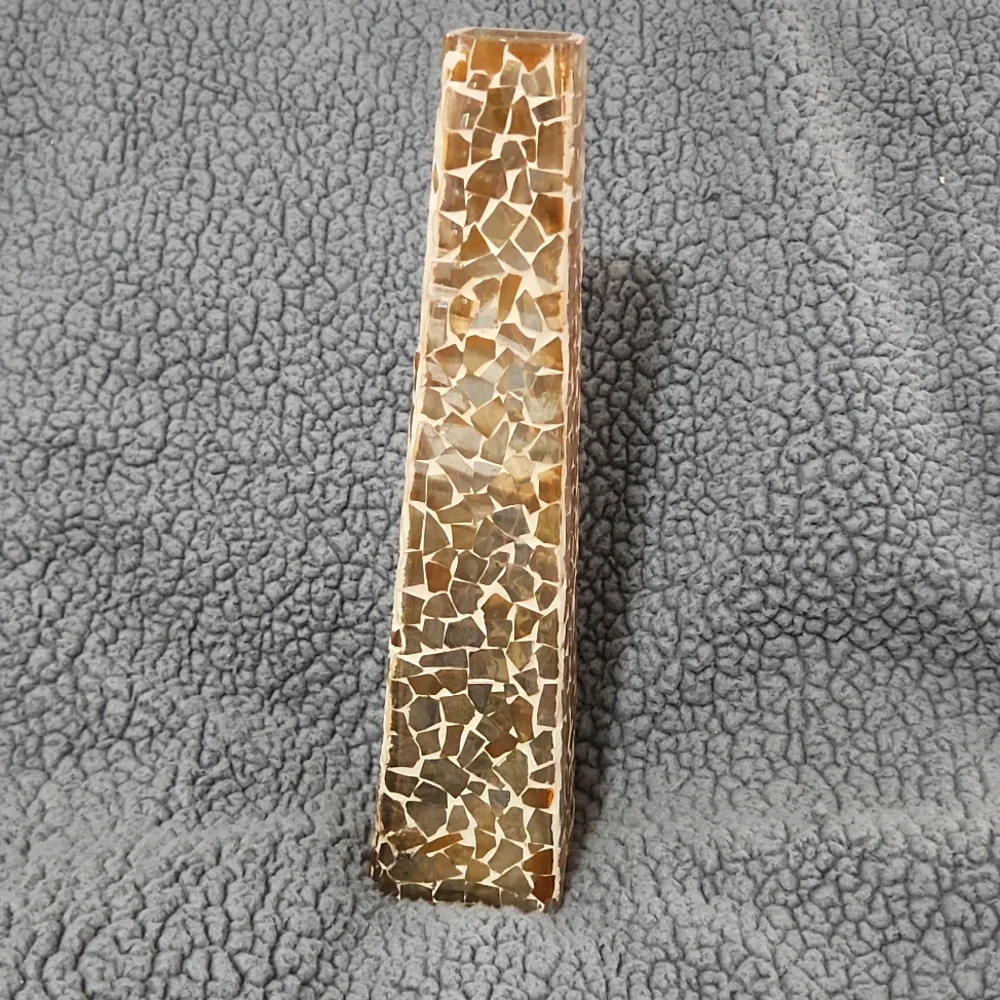 Mosaic Glass Vase Gold Tones 12 Inches Tall